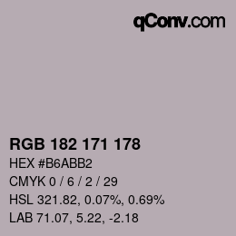 カラーコード: RGB 182 171 178 | qconv.com