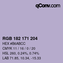 Código de color: RGB 182 171 204 | qconv.com