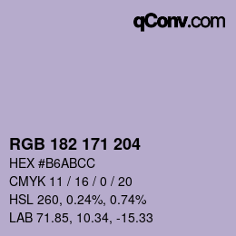 Code couleur: RGB 182 171 204 | qconv.com