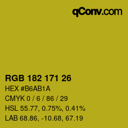 Color code: RGB 182 171 26 | qconv.com