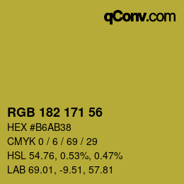 カラーコード: RGB 182 171 56 | qconv.com