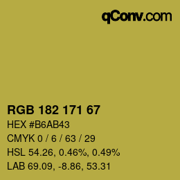 Código de color: RGB 182 171 67 | qconv.com