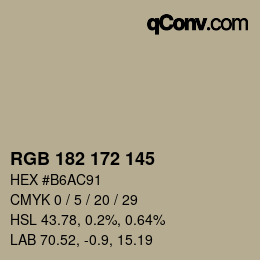 カラーコード: RGB 182 172 145 | qconv.com