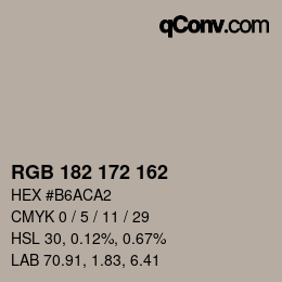 カラーコード: RGB 182 172 162 | qconv.com