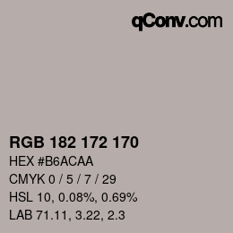 颜色代码: RGB 182 172 170 | qconv.com