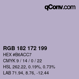 Color code: RGB 182 172 199 | qconv.com