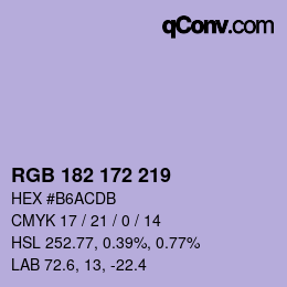 颜色代码: RGB 182 172 219 | qconv.com