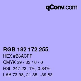 Color code: RGB 182 172 255 | qconv.com