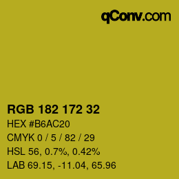 Color code: RGB 182 172 32 | qconv.com