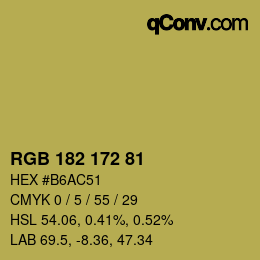 Color code: RGB 182 172 81 | qconv.com