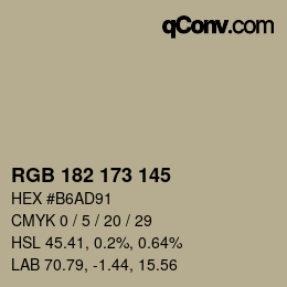 Farbcode: RGB 182 173 145 | qconv.com