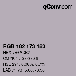 Color code: RGB 182 173 183 | qconv.com