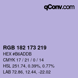 カラーコード: RGB 182 173 219 | qconv.com