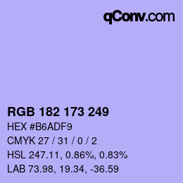 Color code: RGB 182 173 249 | qconv.com