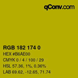 Color code: RGB 182 174 0 | qconv.com