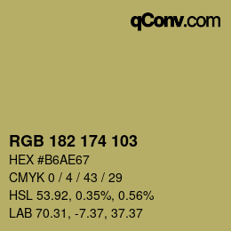 Color code: RGB 182 174 103 | qconv.com