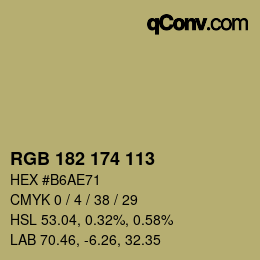 Color code: RGB 182 174 113 | qconv.com