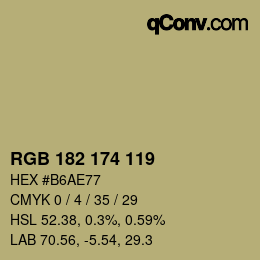 Código de color: RGB 182 174 119 | qconv.com