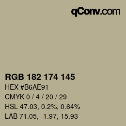 Farbcode: RGB 182 174 145 | qconv.com
