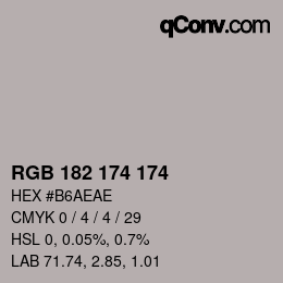 Color code: RGB 182 174 174 | qconv.com