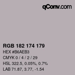 Color code: RGB 182 174 179 | qconv.com