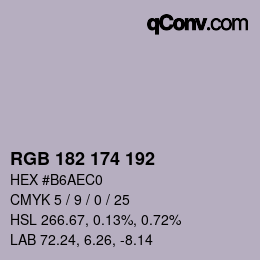 Color code: RGB 182 174 192 | qconv.com