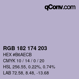 Código de color: RGB 182 174 203 | qconv.com