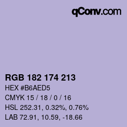 Color code: RGB 182 174 213 | qconv.com