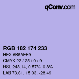 Color code: RGB 182 174 233 | qconv.com