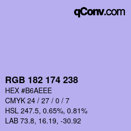 Color code: RGB 182 174 238 | qconv.com