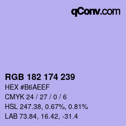 Color code: RGB 182 174 239 | qconv.com