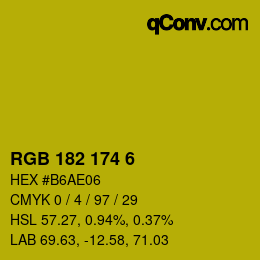 Color code: RGB 182 174 6 | qconv.com