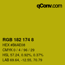 Color code: RGB 182 174 8 | qconv.com