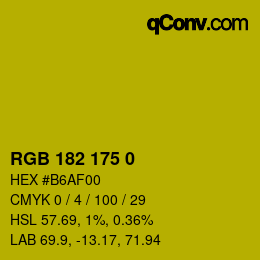 カラーコード: RGB 182 175 0 | qconv.com