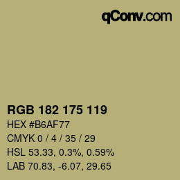 Código de color: RGB 182 175 119 | qconv.com