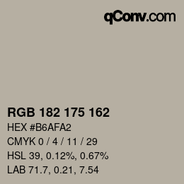 Farbcode: RGB 182 175 162 | qconv.com