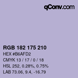 Color code: RGB 182 175 210 | qconv.com