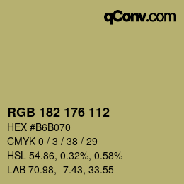 カラーコード: RGB 182 176 112 | qconv.com