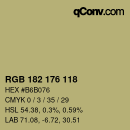 Color code: RGB 182 176 118 | qconv.com