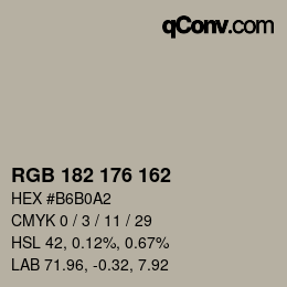 Color code: RGB 182 176 162 | qconv.com