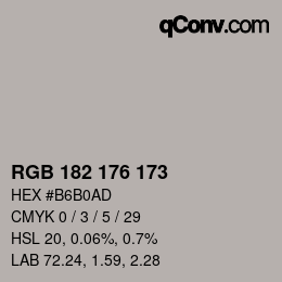 Color code: RGB 182 176 173 | qconv.com