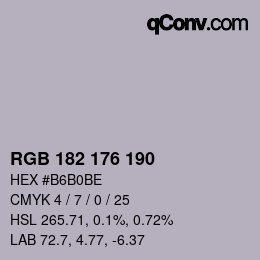 Color code: RGB 182 176 190 | qconv.com