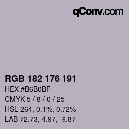 颜色代码: RGB 182 176 191 | qconv.com