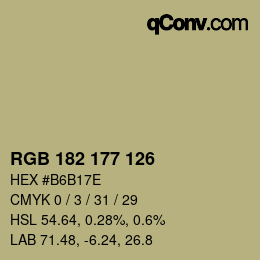 Código de color: RGB 182 177 126 | qconv.com