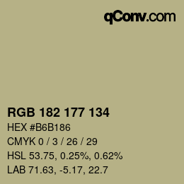 Color code: RGB 182 177 134 | qconv.com