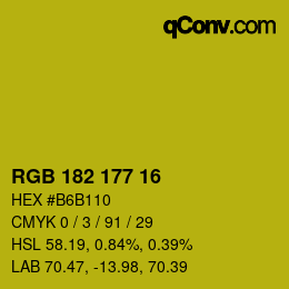 Color code: RGB 182 177 16 | qconv.com