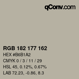 Color code: RGB 182 177 162 | qconv.com