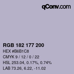 Color code: RGB 182 177 200 | qconv.com