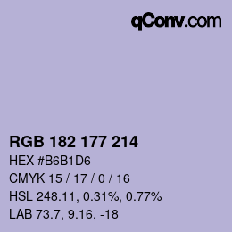 Color code: RGB 182 177 214 | qconv.com