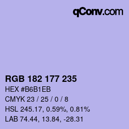 Color code: RGB 182 177 235 | qconv.com